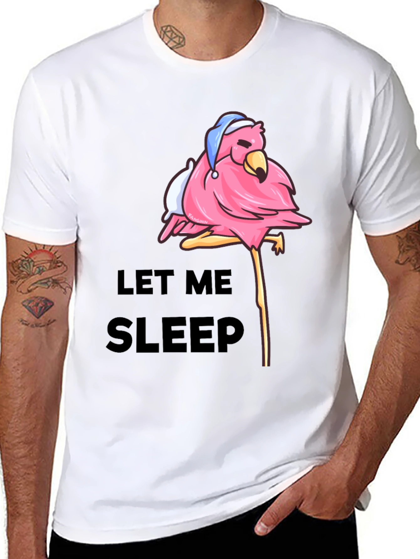 Let Me Sleep Flamingo T-Shirt - Black
