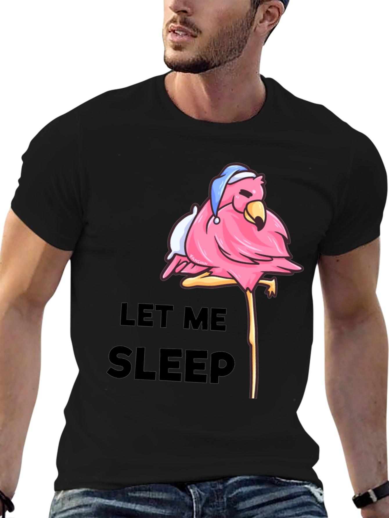 Let Me Sleep Flamingo T-Shirt - Black