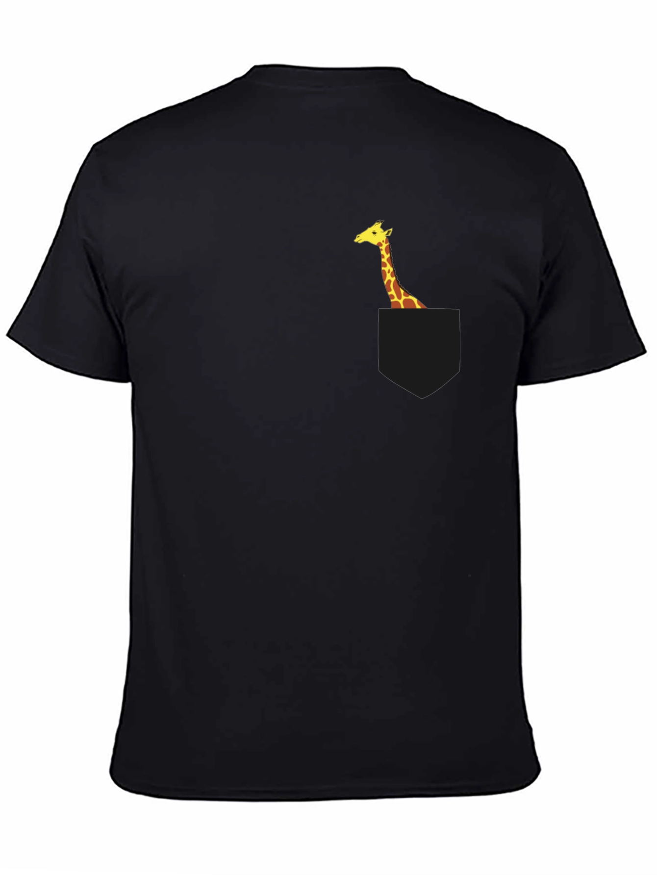 Giraffe Pocket Tee - Black Novelty T-Shirt