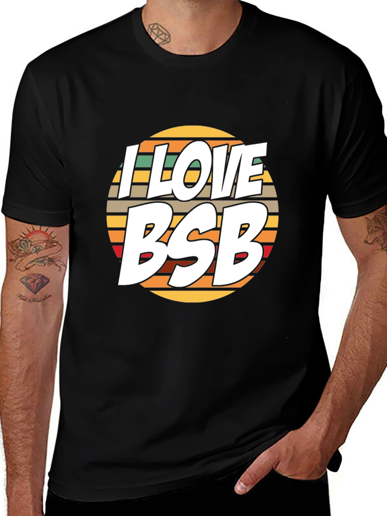I Love BSB Retro T-Shirt - Black Cotton Blend