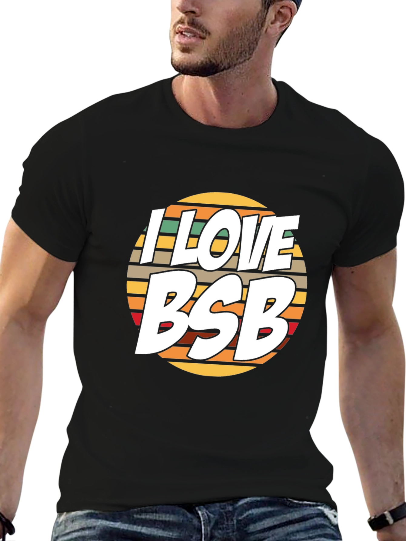 I Love BSB Retro T-Shirt - Black Cotton Blend