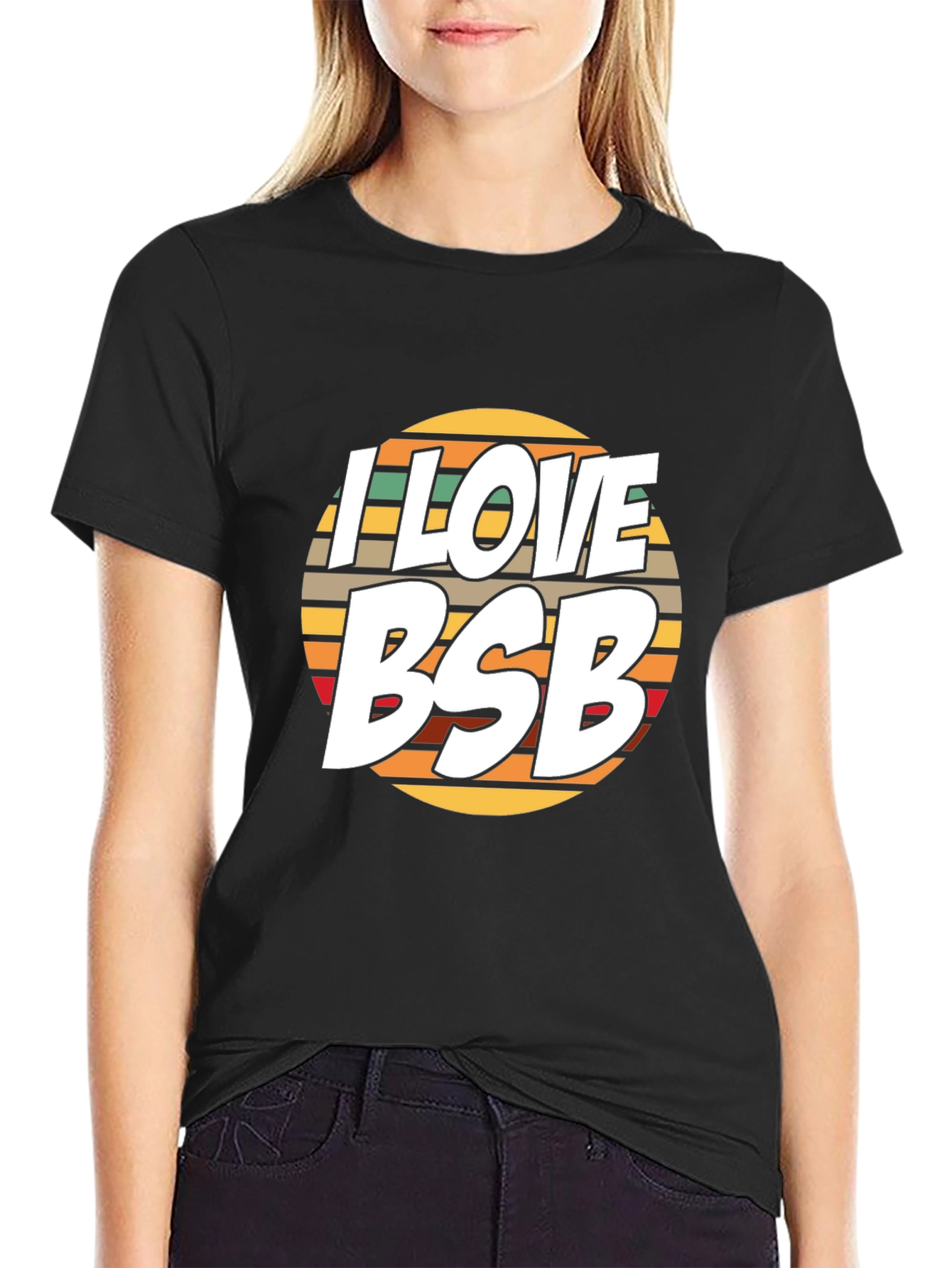 I Love BSB Retro T-Shirt - Black Cotton Blend