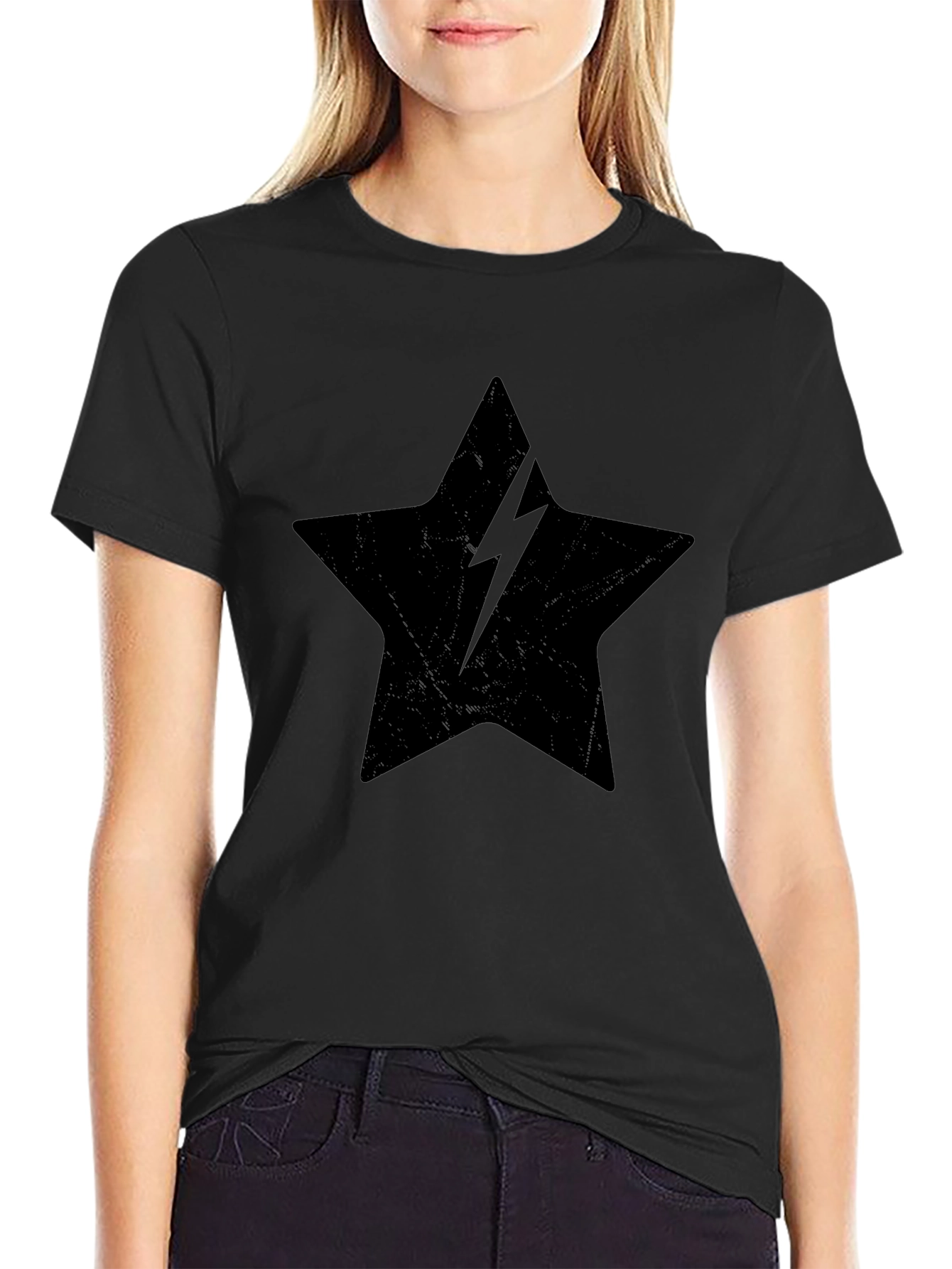 Black Star Lightning Bolt Graphic Tee