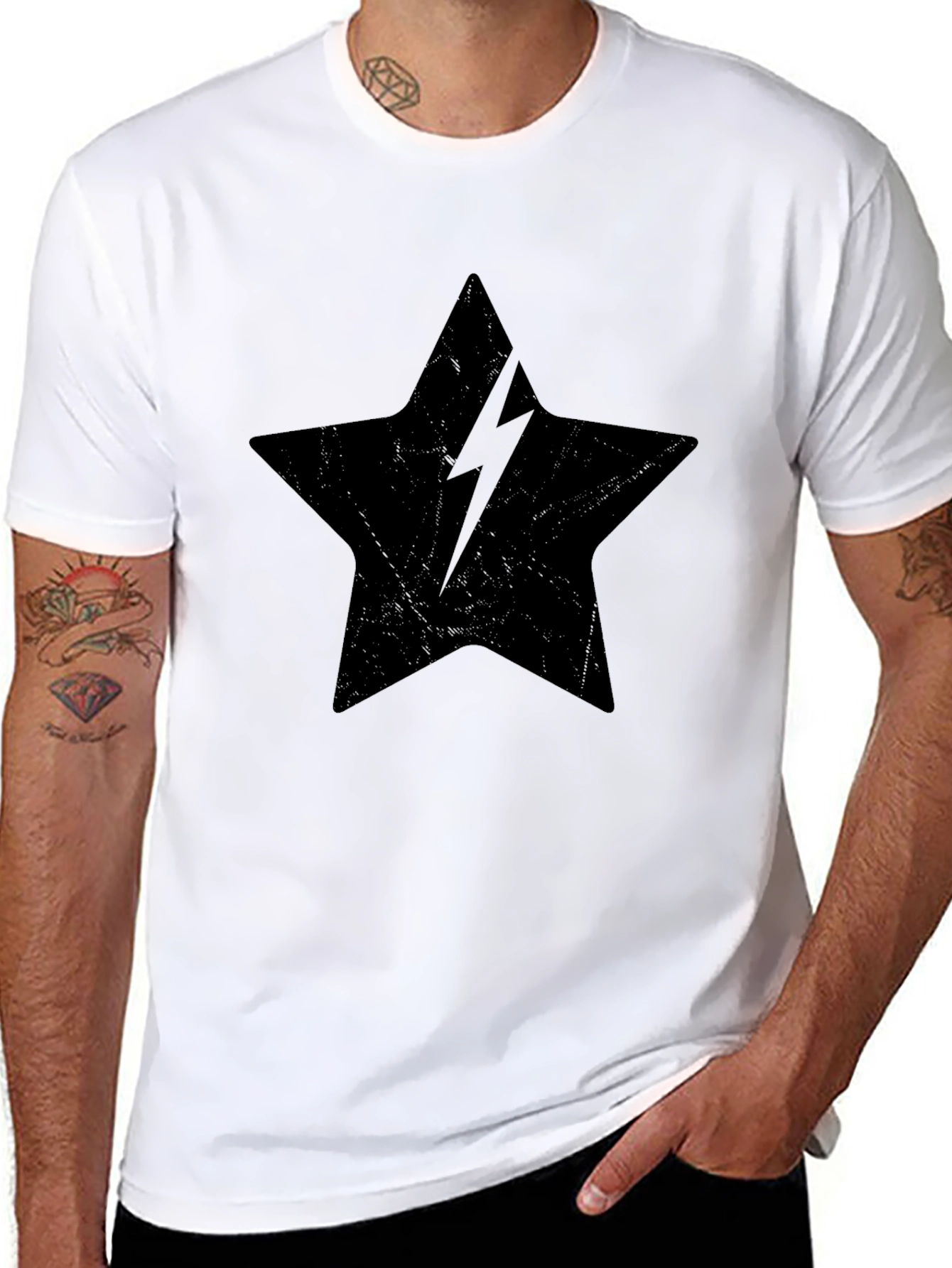 Black Star Lightning Bolt Graphic Tee