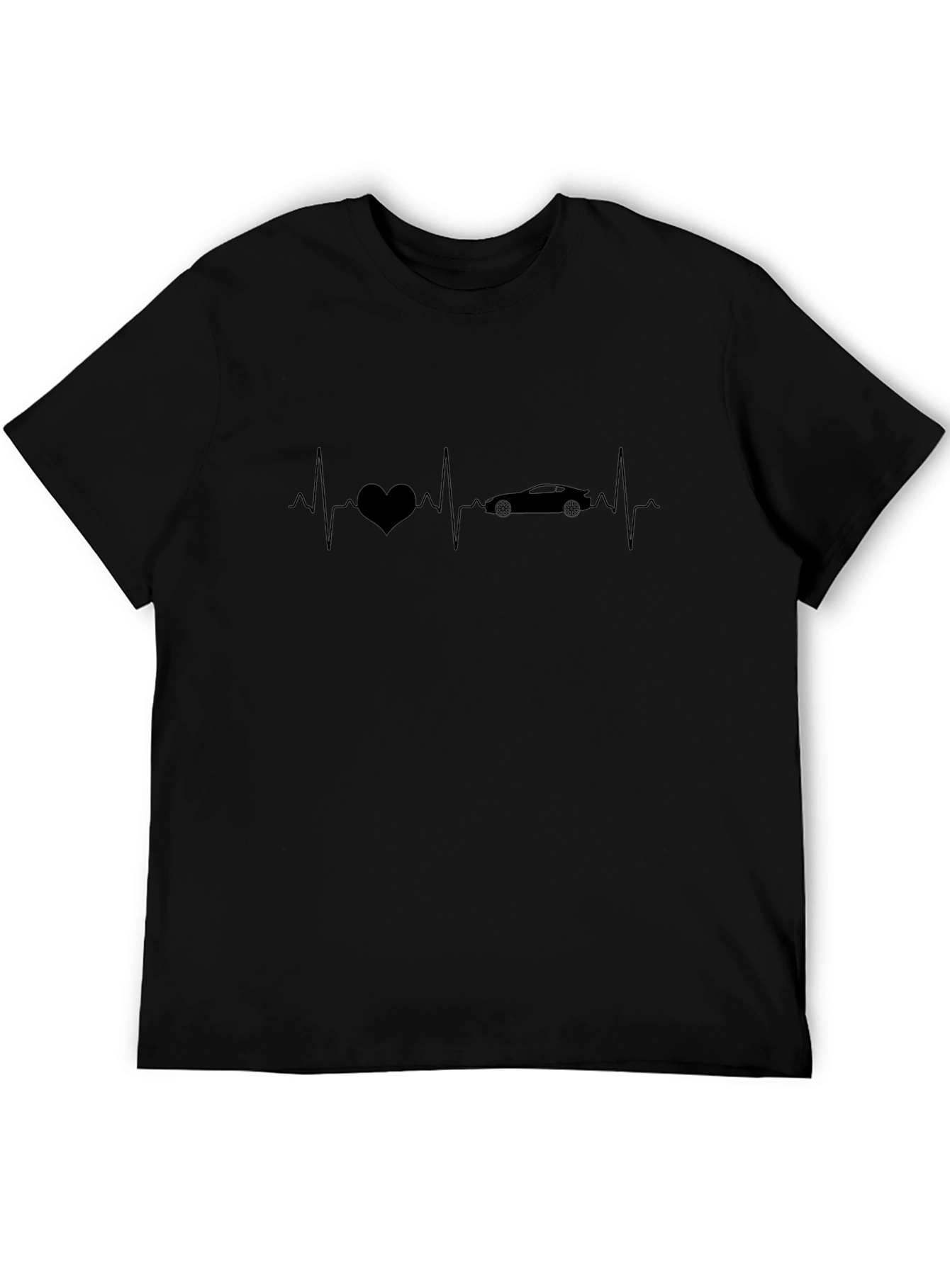Heartbeat Car Lover Black T-Shirt