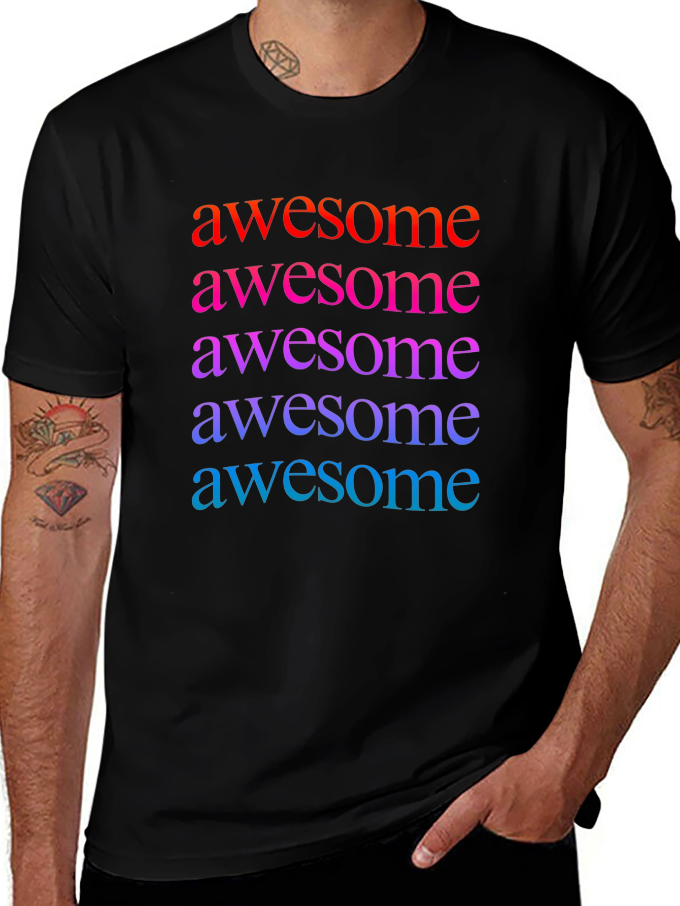 Awesome Graphic Print Mens Black T-Shirt