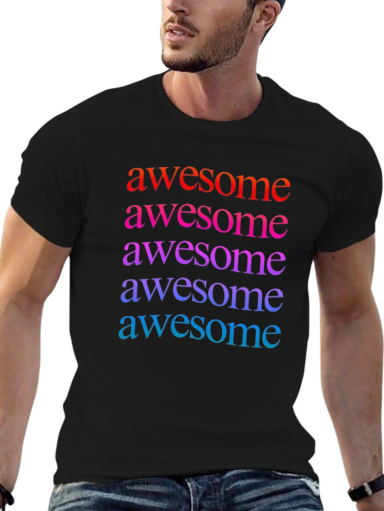 Awesome Graphic Print Mens Black T-Shirt
