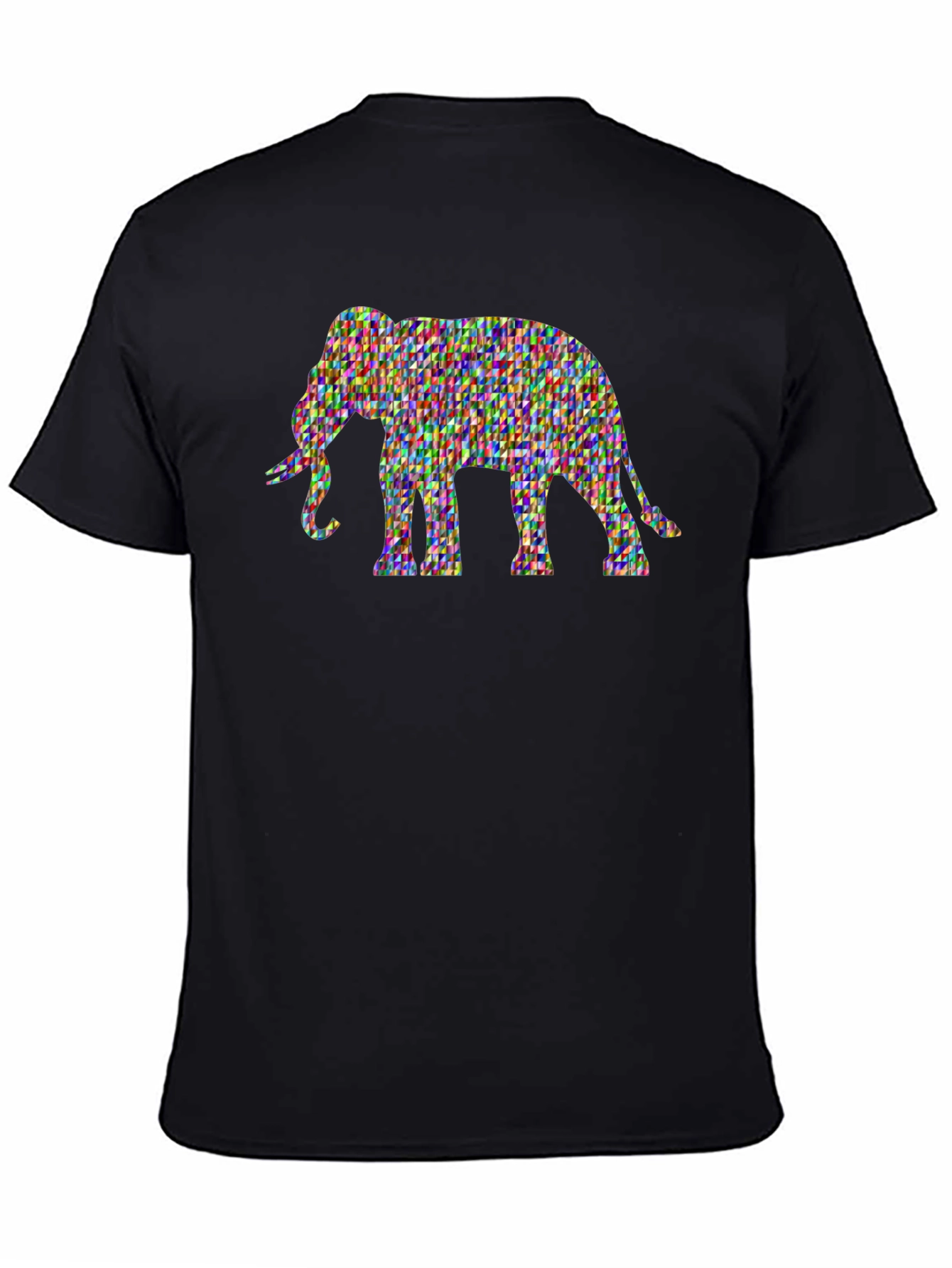 Elephant Mosaic Graphic Print Black Tee