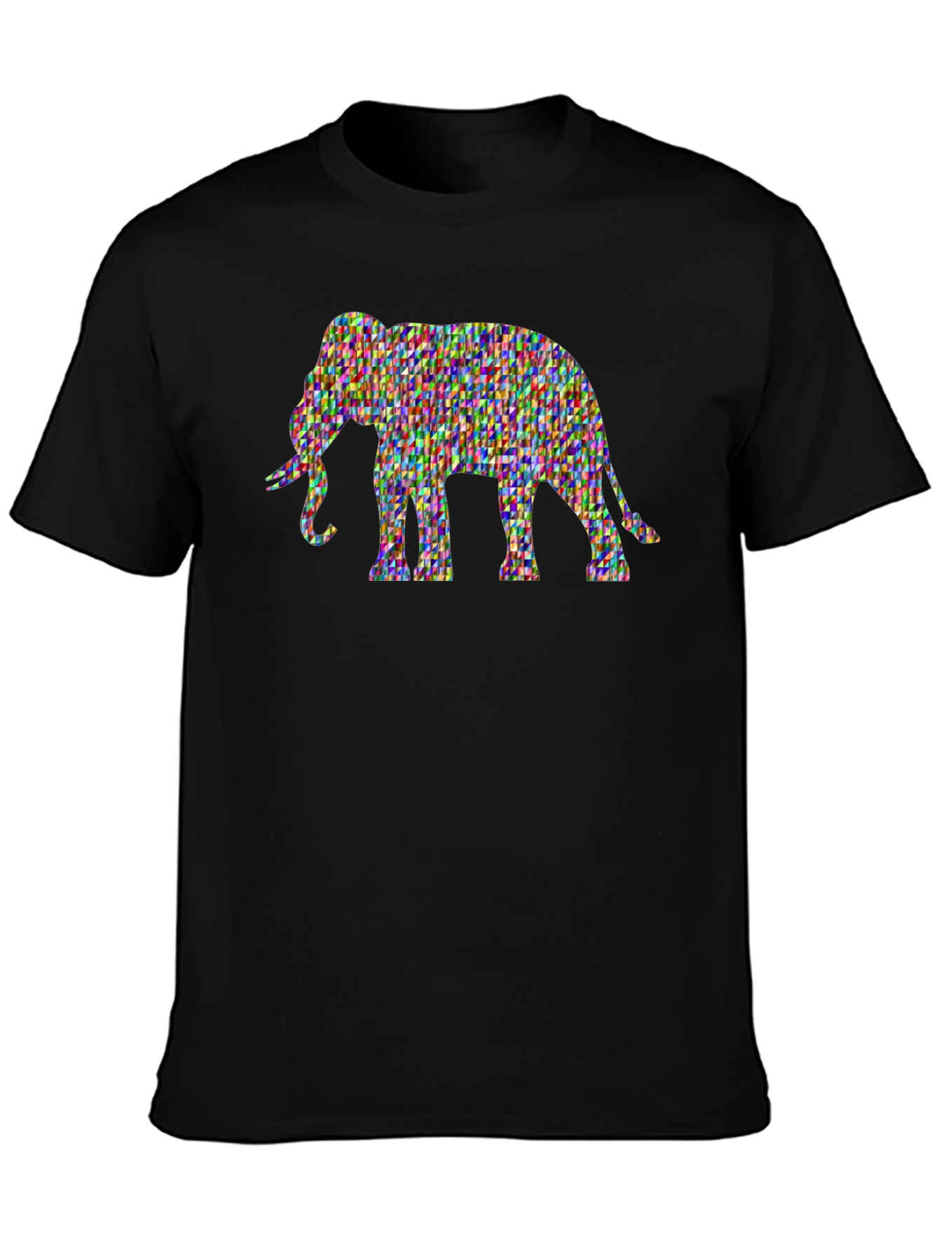 Elephant Mosaic Graphic Print Black Tee