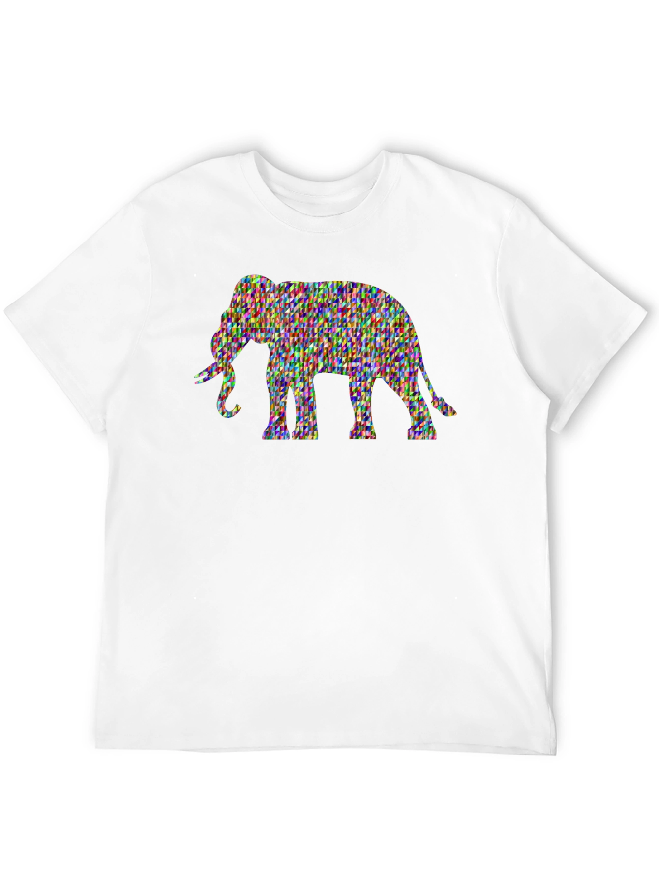 Elephant Mosaic Graphic Print Black Tee