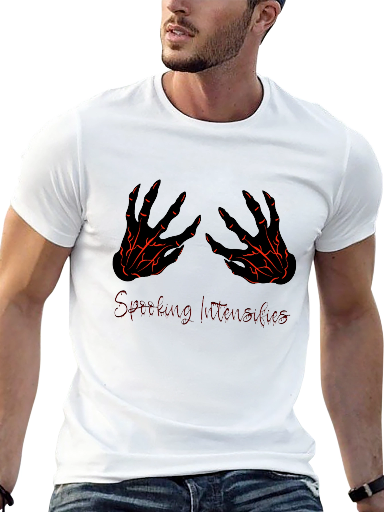 Spooky Skeleton Hands Graphic Tee - Black
