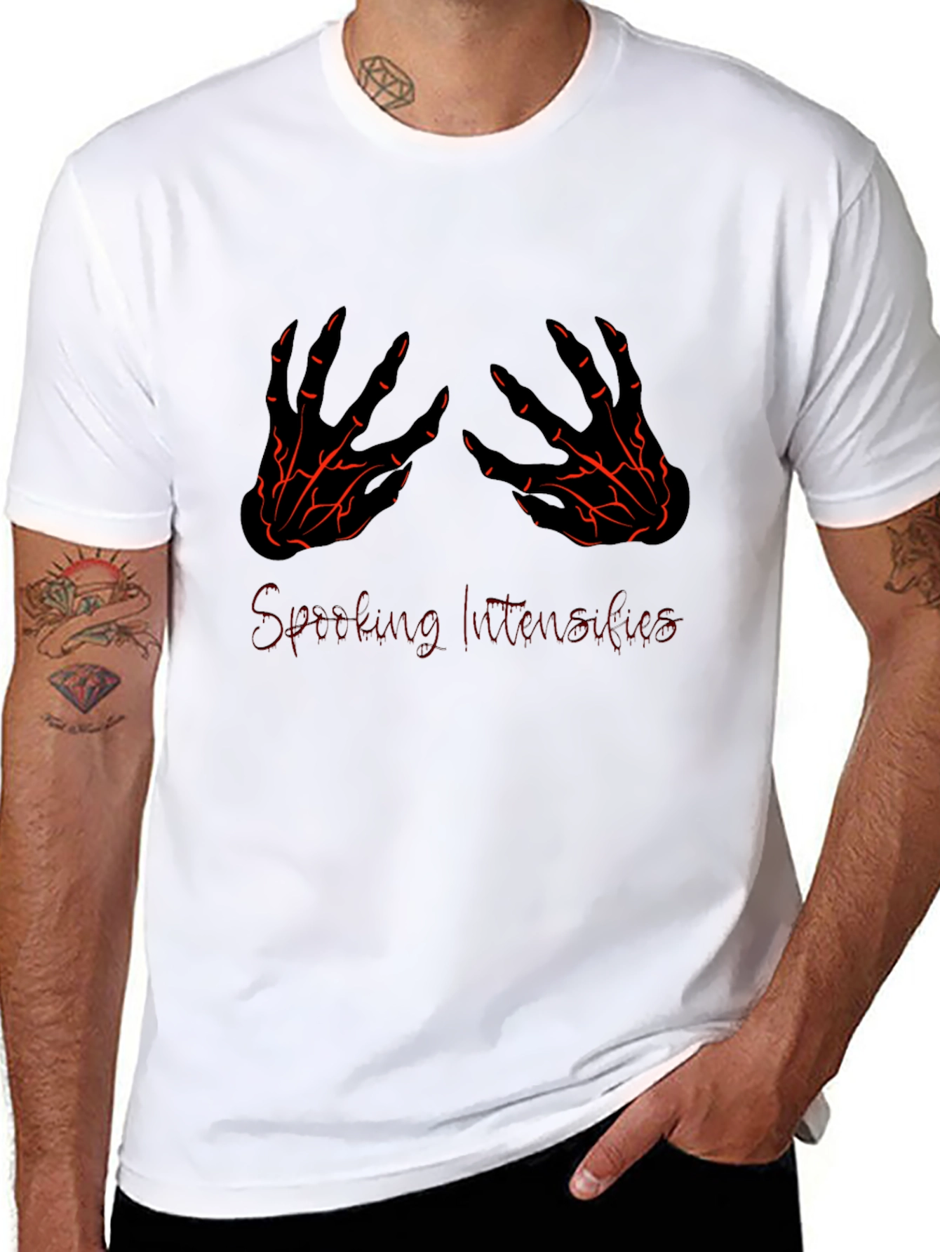 Spooky Skeleton Hands Graphic Tee - Black