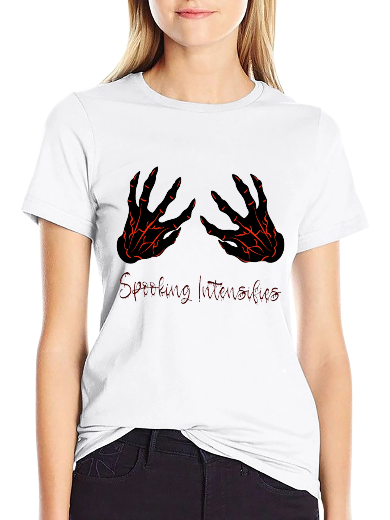 Spooky Skeleton Hands Graphic Tee - Black