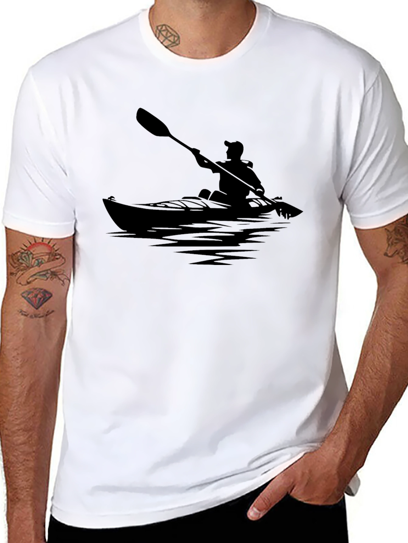 Kayaker Silhouette Black T-Shirt