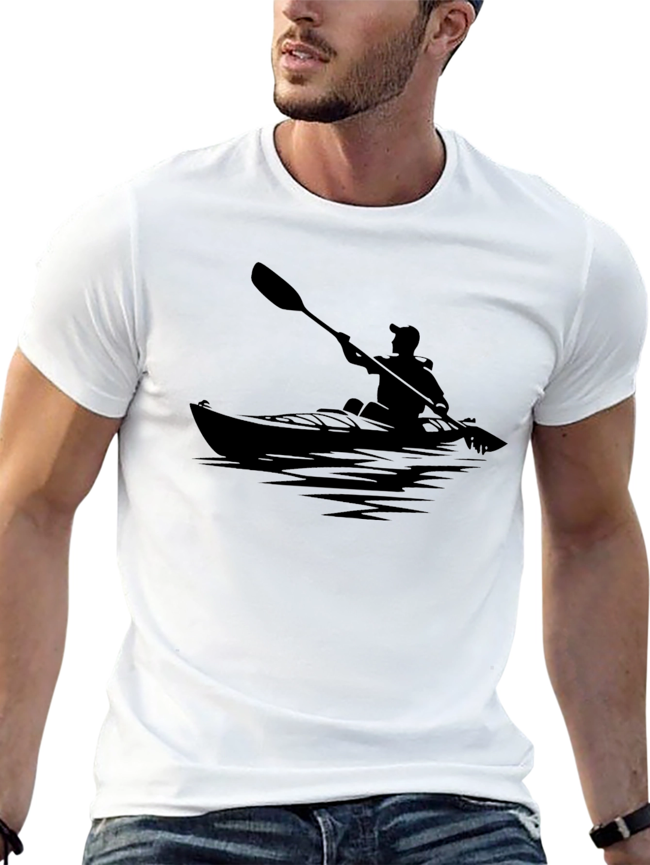 Kayaker Silhouette Black T-Shirt