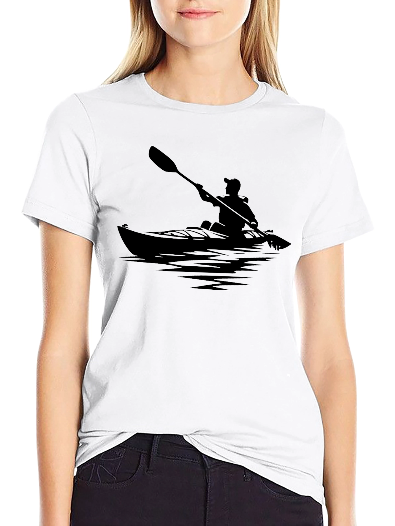 Kayaker Silhouette Black T-Shirt