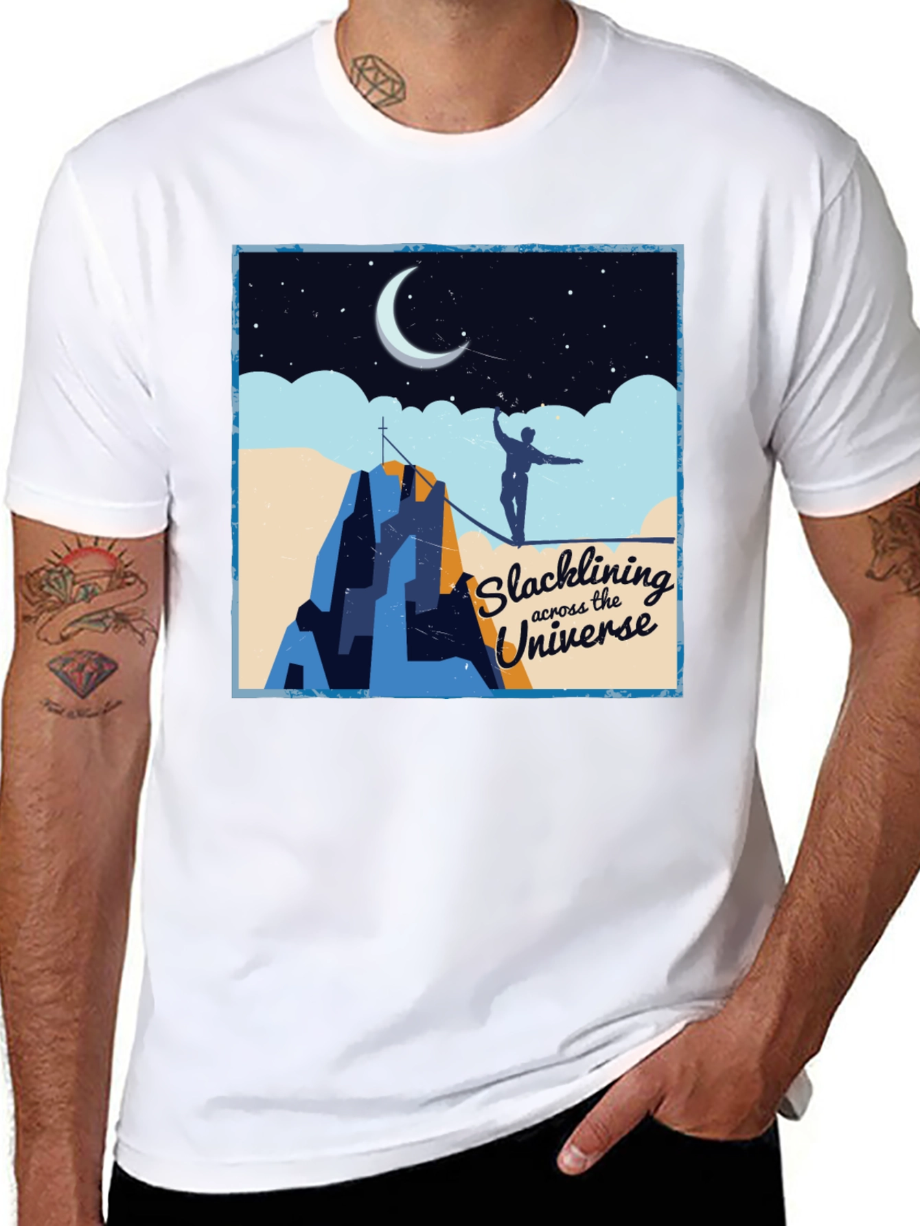 Slacklining Across the Universe Graphic T-Shirt