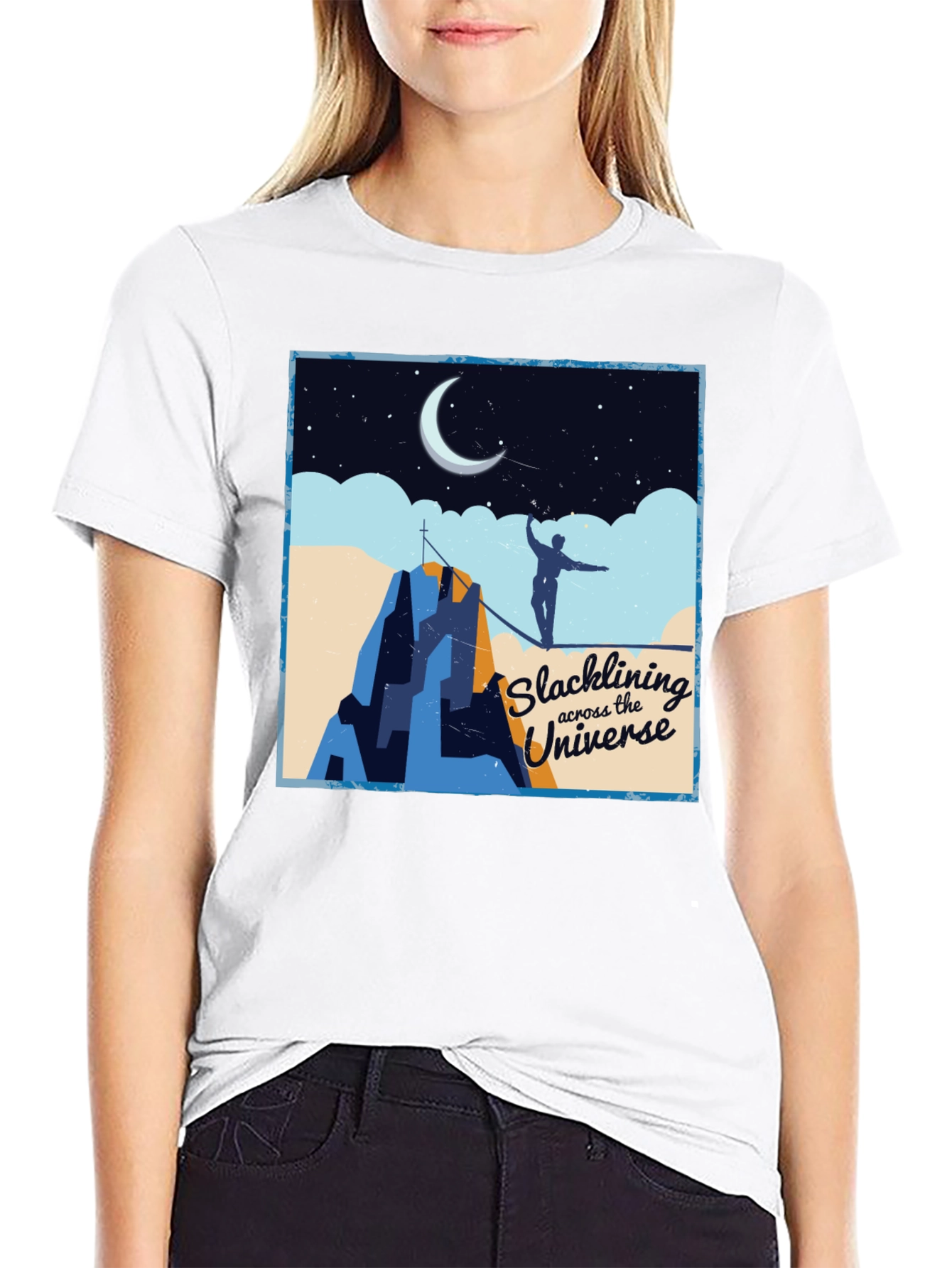 Slacklining Across the Universe Graphic T-Shirt