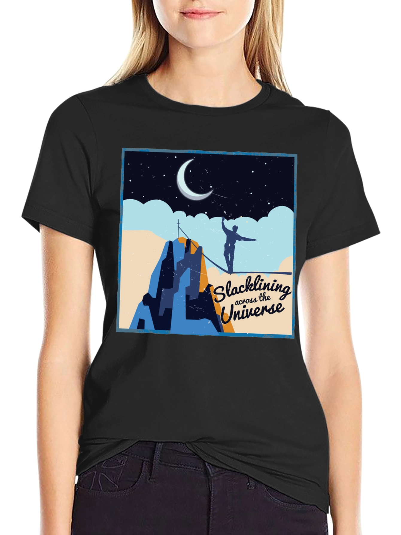 Slacklining Across the Universe Graphic T-Shirt