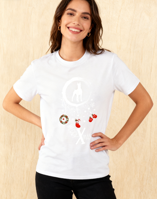 Merry X'mas Dog Graphic T-Shirt - 100% Cotton, Christmas Exclusive for Pet Lovers & Festive Occasions