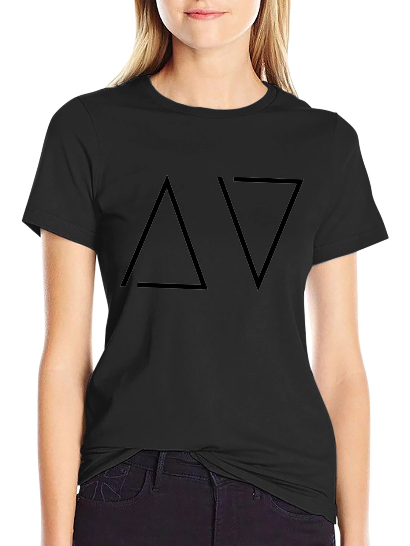 Minimalist Black T-Shirt with Triangle Design