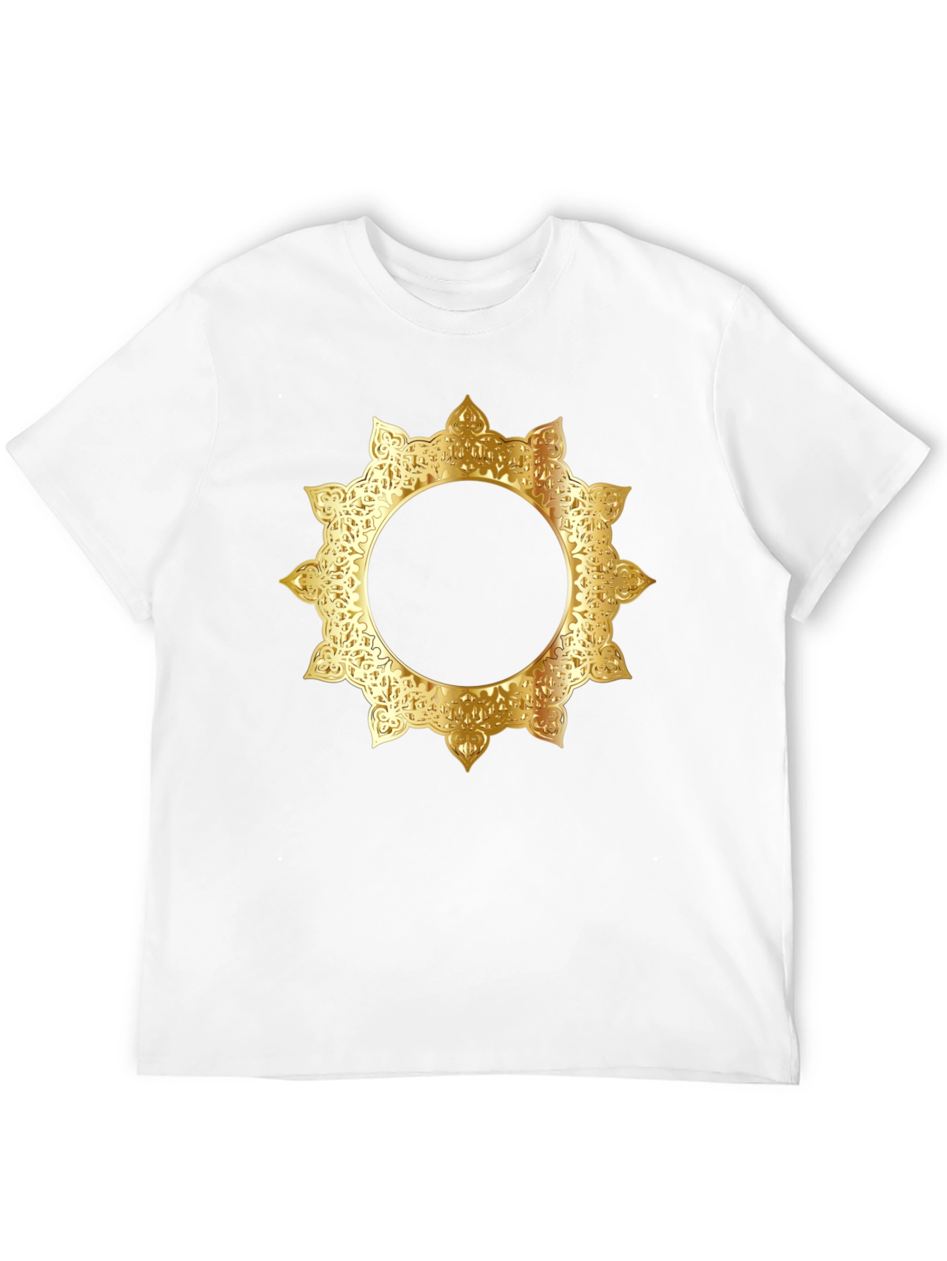 Stylish Black Tee with Gold Mandala Design