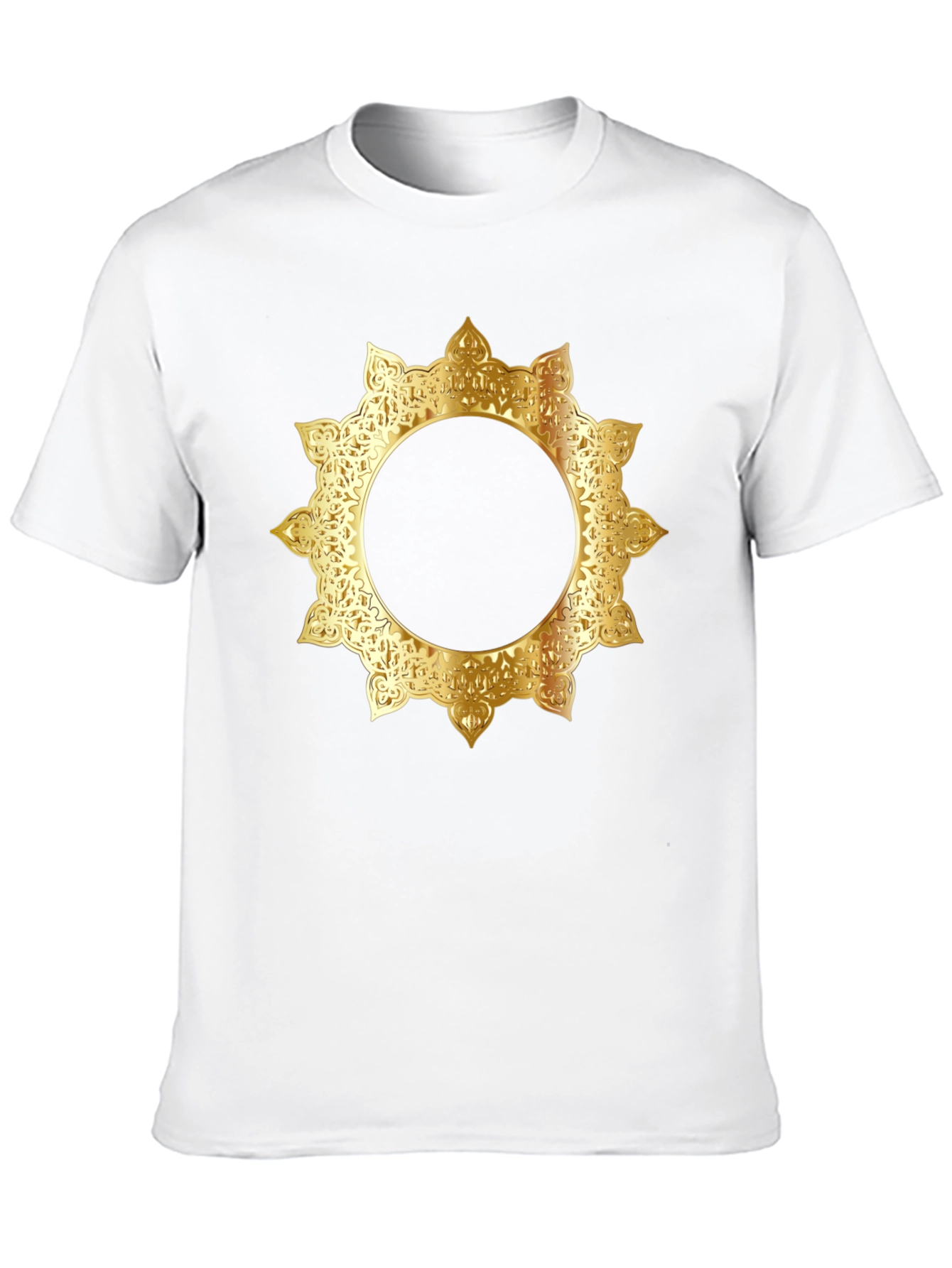 Stylish Black Tee with Gold Mandala Design
