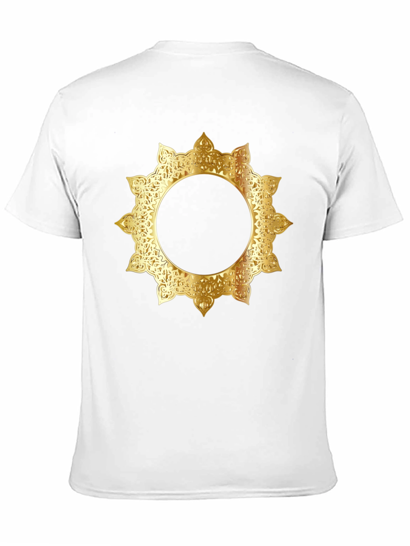 Stylish Black Tee with Gold Mandala Design