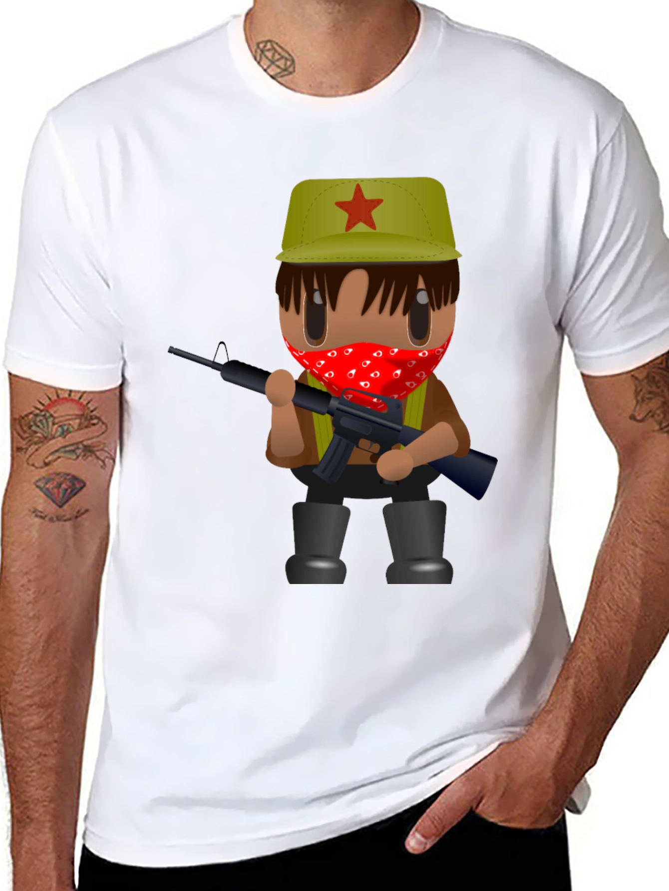 Cartoon Guerrilla T-Shirt - Black Graphic Tee