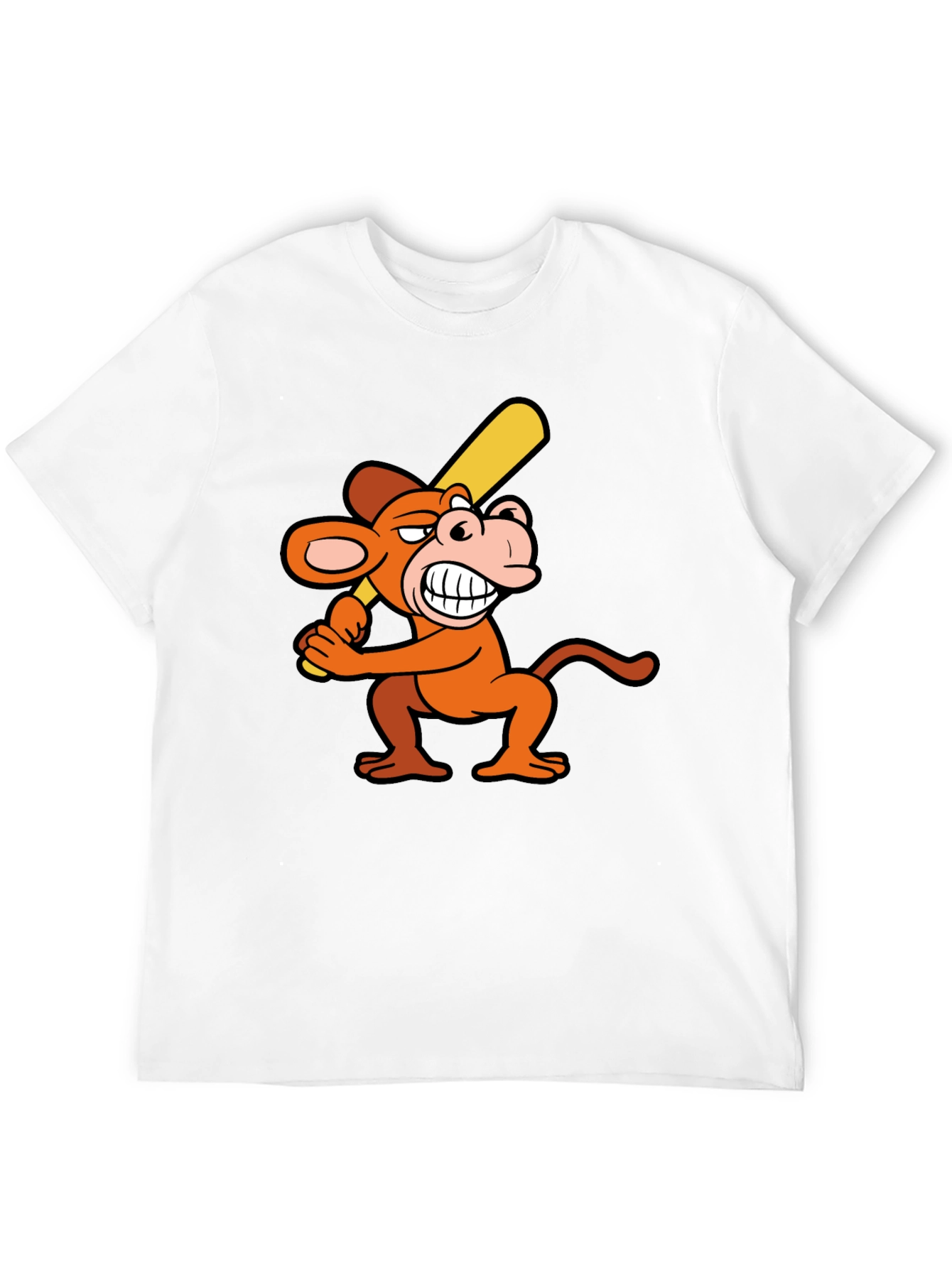 Funny Monkey Baseball Player Black T-Shirt