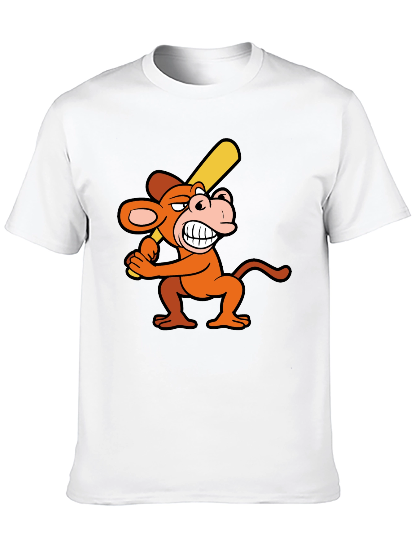 Funny Monkey Baseball Player Black T-Shirt