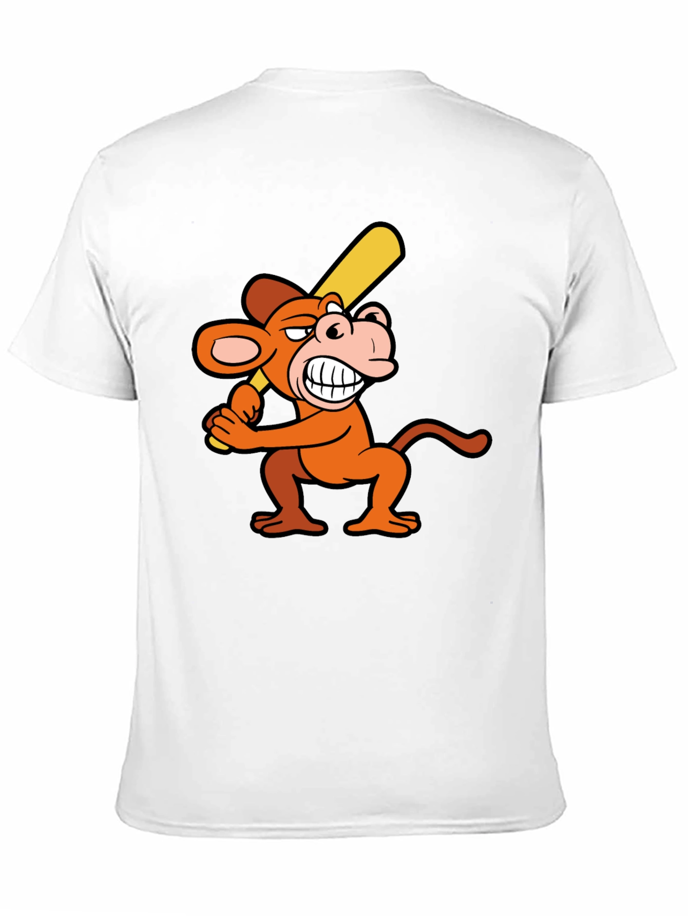Funny Monkey Baseball Player Black T-Shirt