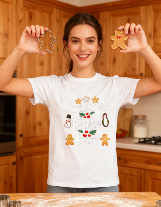 Christmas Cookie Crew T-Shirt - 100% Cotton, Festive Tee for Holiday Baking & Casual Occasions