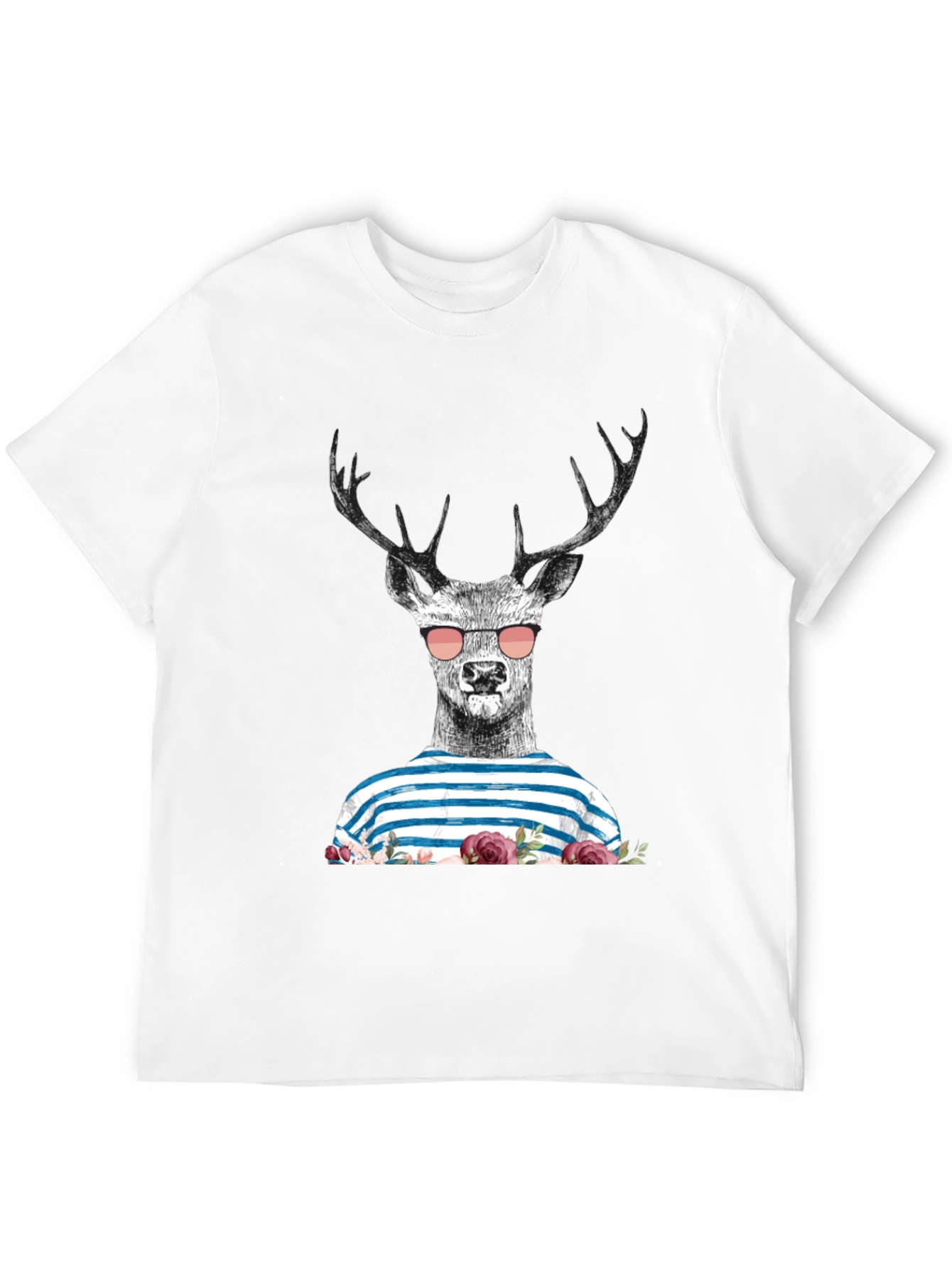 Deer with Sunglasses Graphic Tee - Mens Black T-Shirt