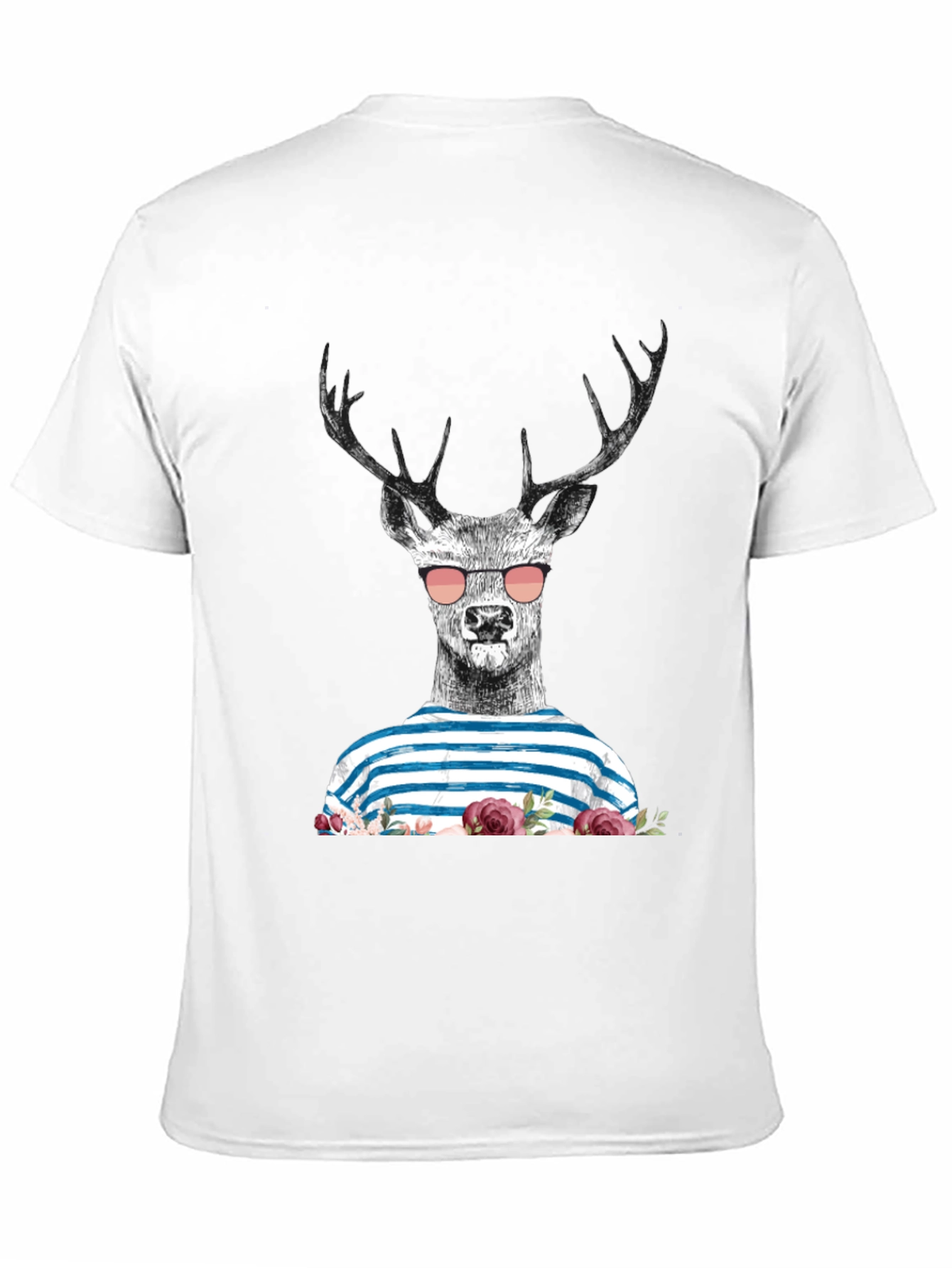 Deer with Sunglasses Graphic Tee - Mens Black T-Shirt