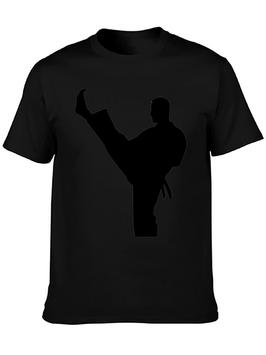 Karate Kick Silhouette Black T-Shirt