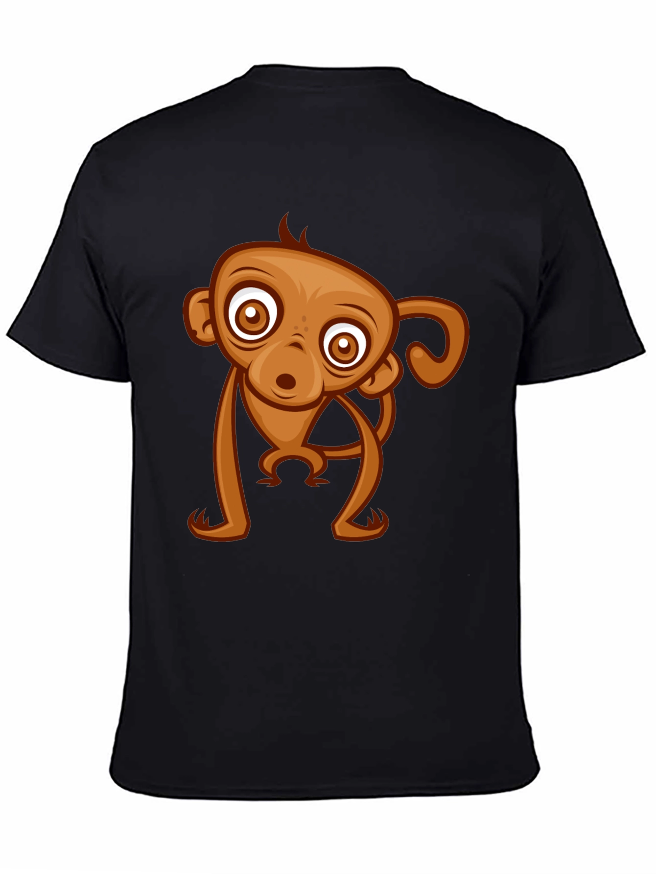 Cute Monkey Graphic Tee - Black Cotton T-Shirt