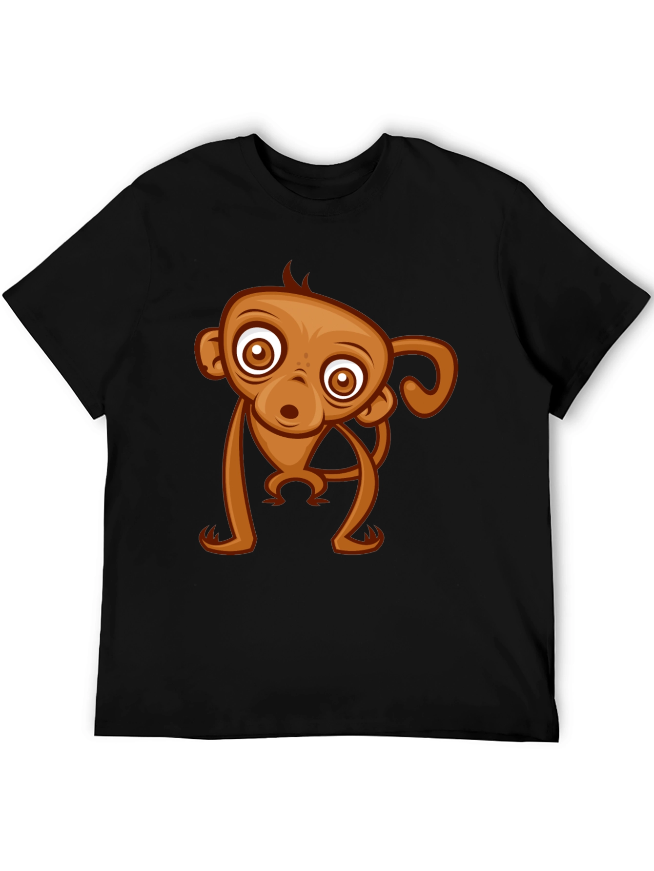 Cute Monkey Graphic Tee - Black Cotton T-Shirt