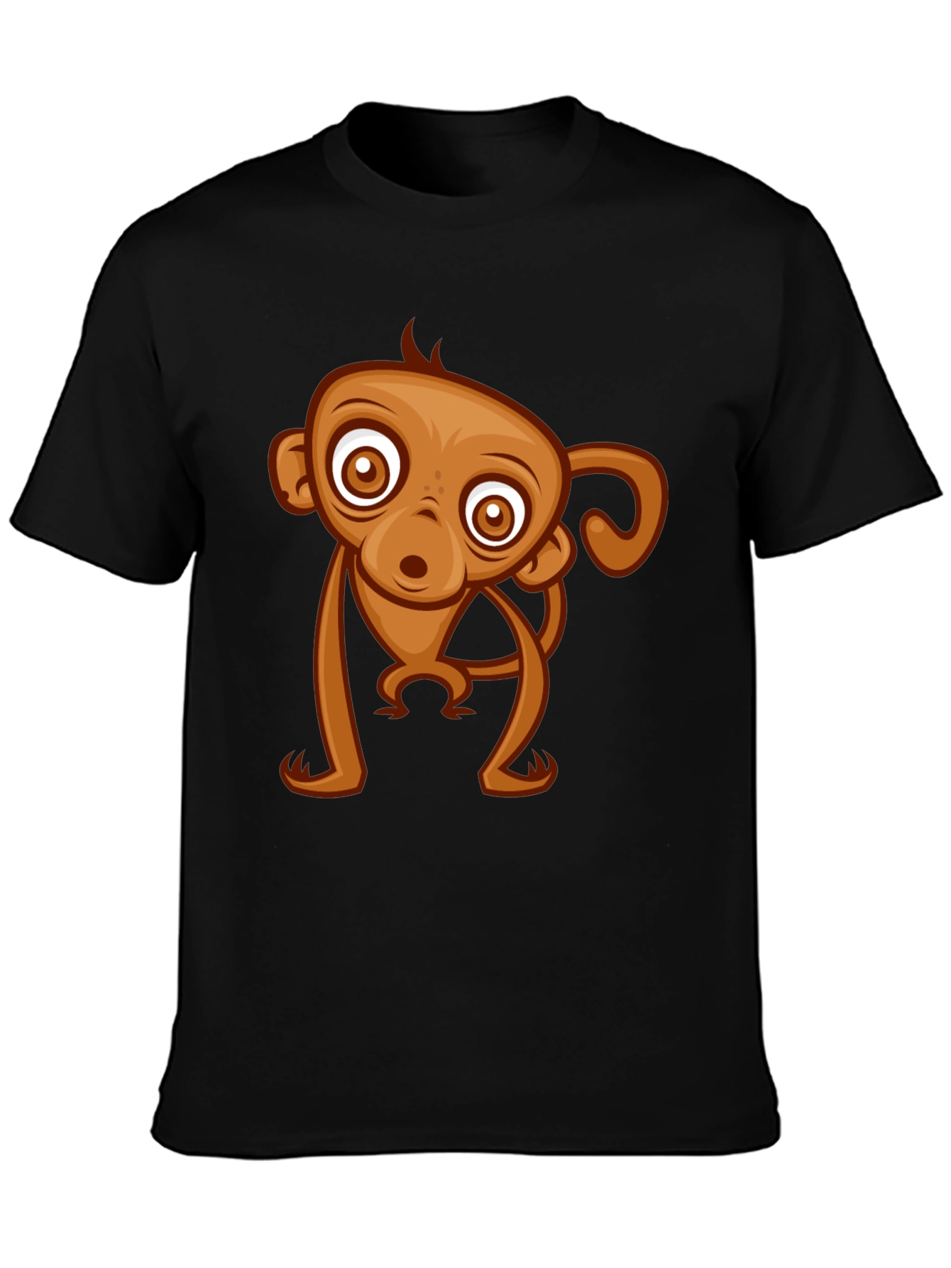 Cute Monkey Graphic Tee - Black Cotton T-Shirt