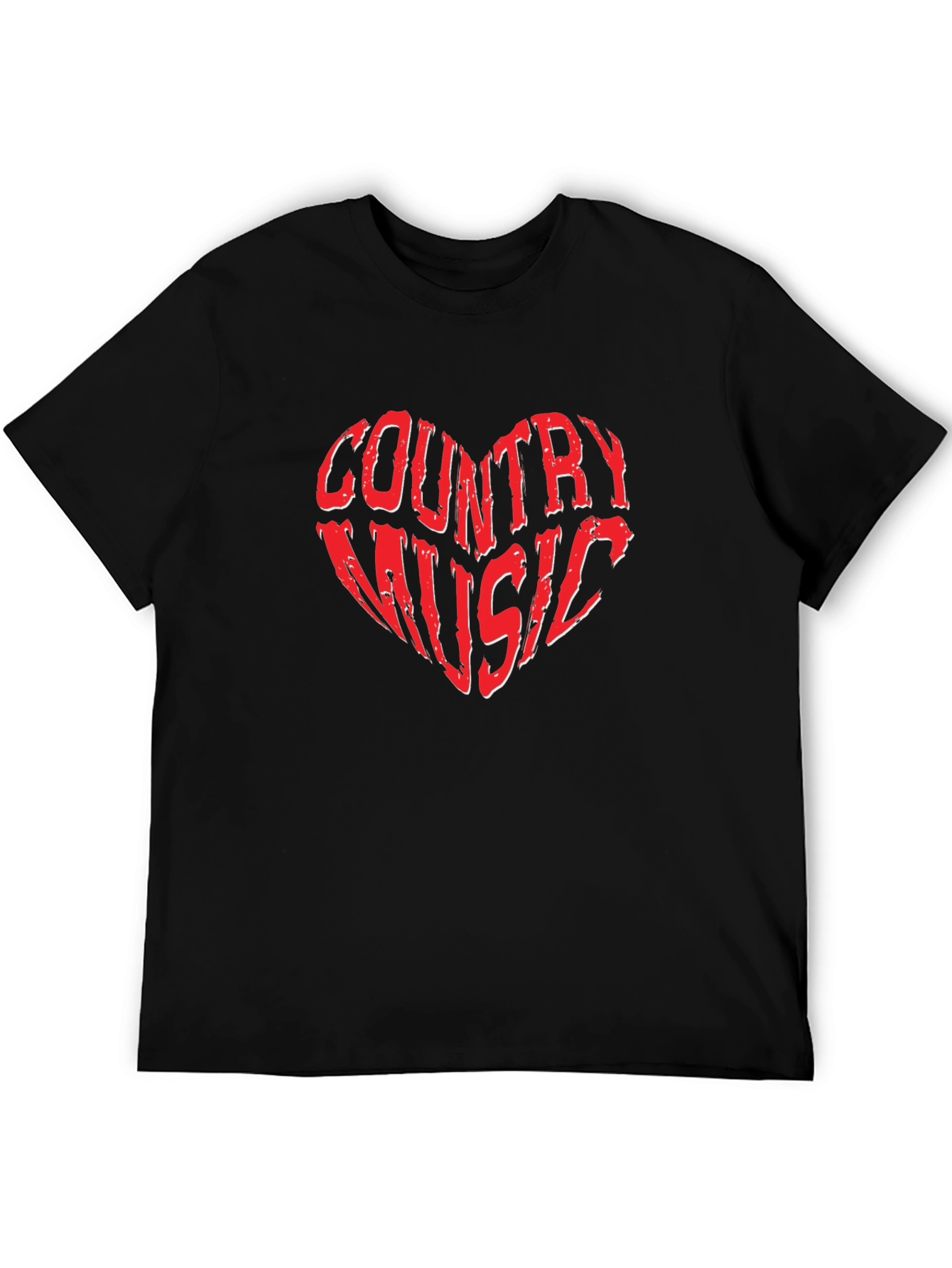 Country Music Heart Graphic Tee - Black
