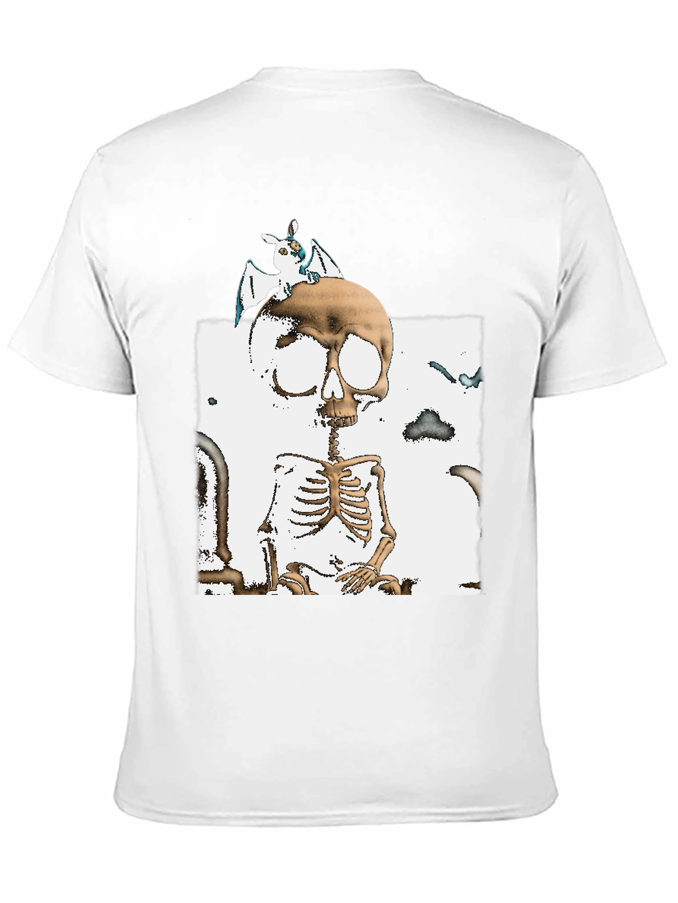 Skull & Bat Graphic T-Shirt - Halloween Style