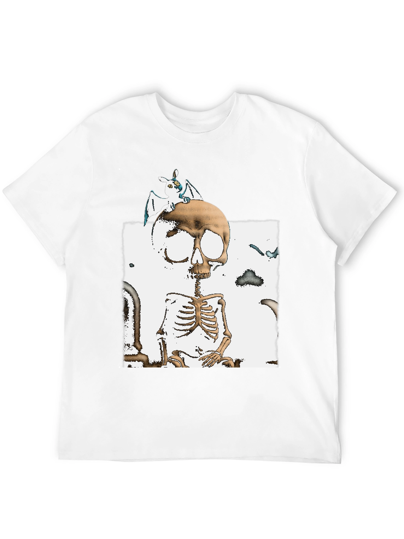 Skull & Bat Graphic T-Shirt - Halloween Style