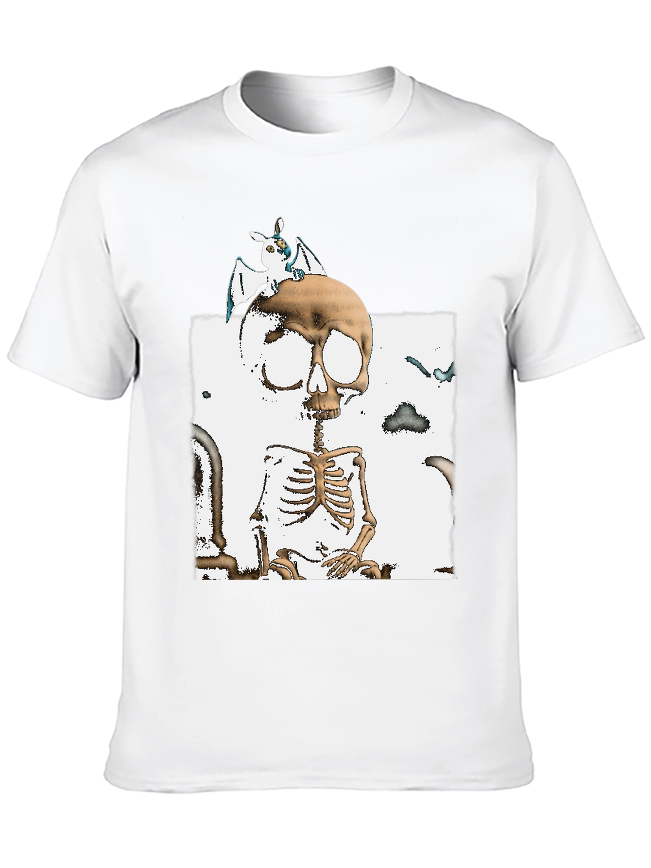 Skull & Bat Graphic T-Shirt - Halloween Style