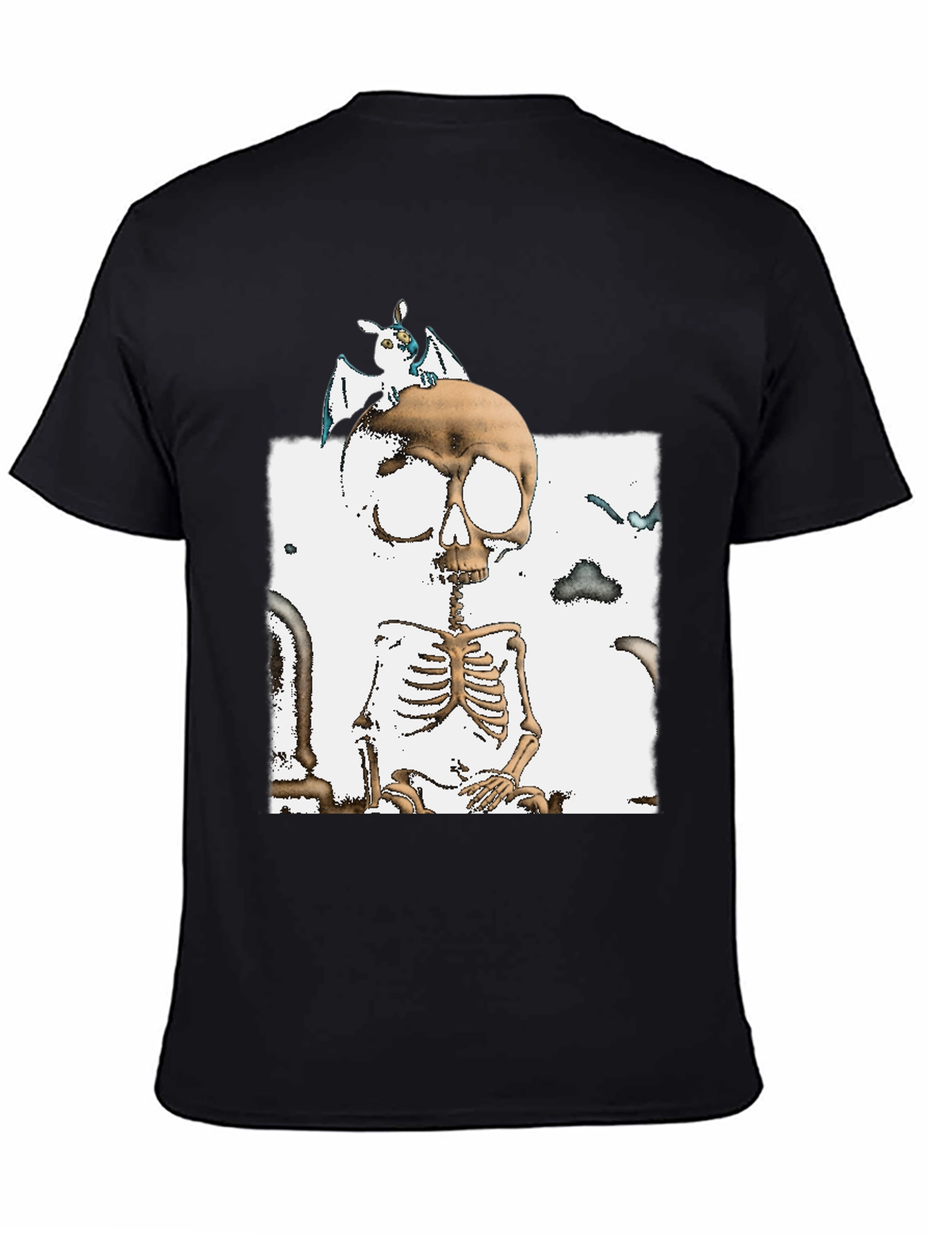 Skull & Bat Graphic T-Shirt - Halloween Style