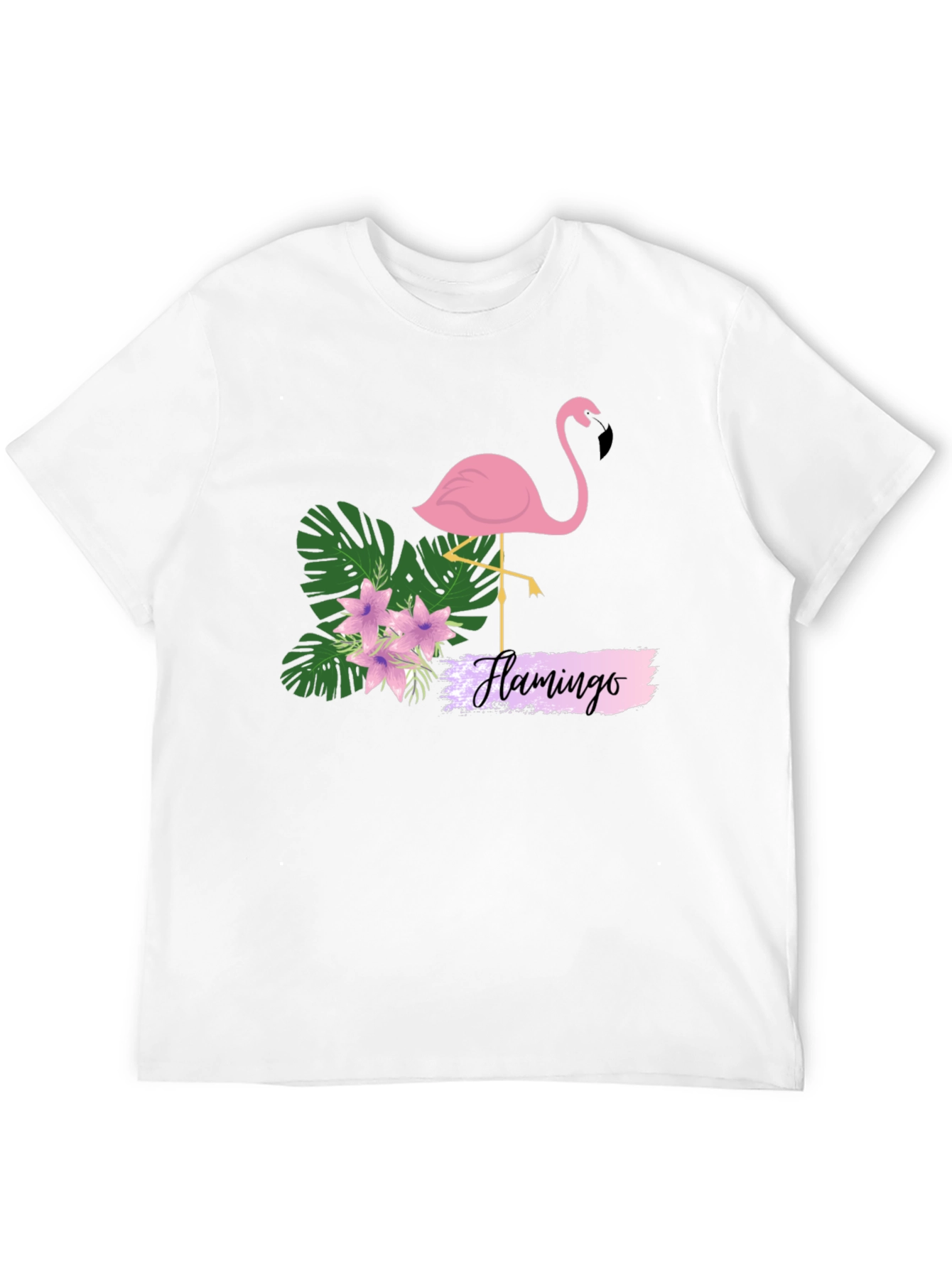 Tropical Flamingo Graphic Tee - Black