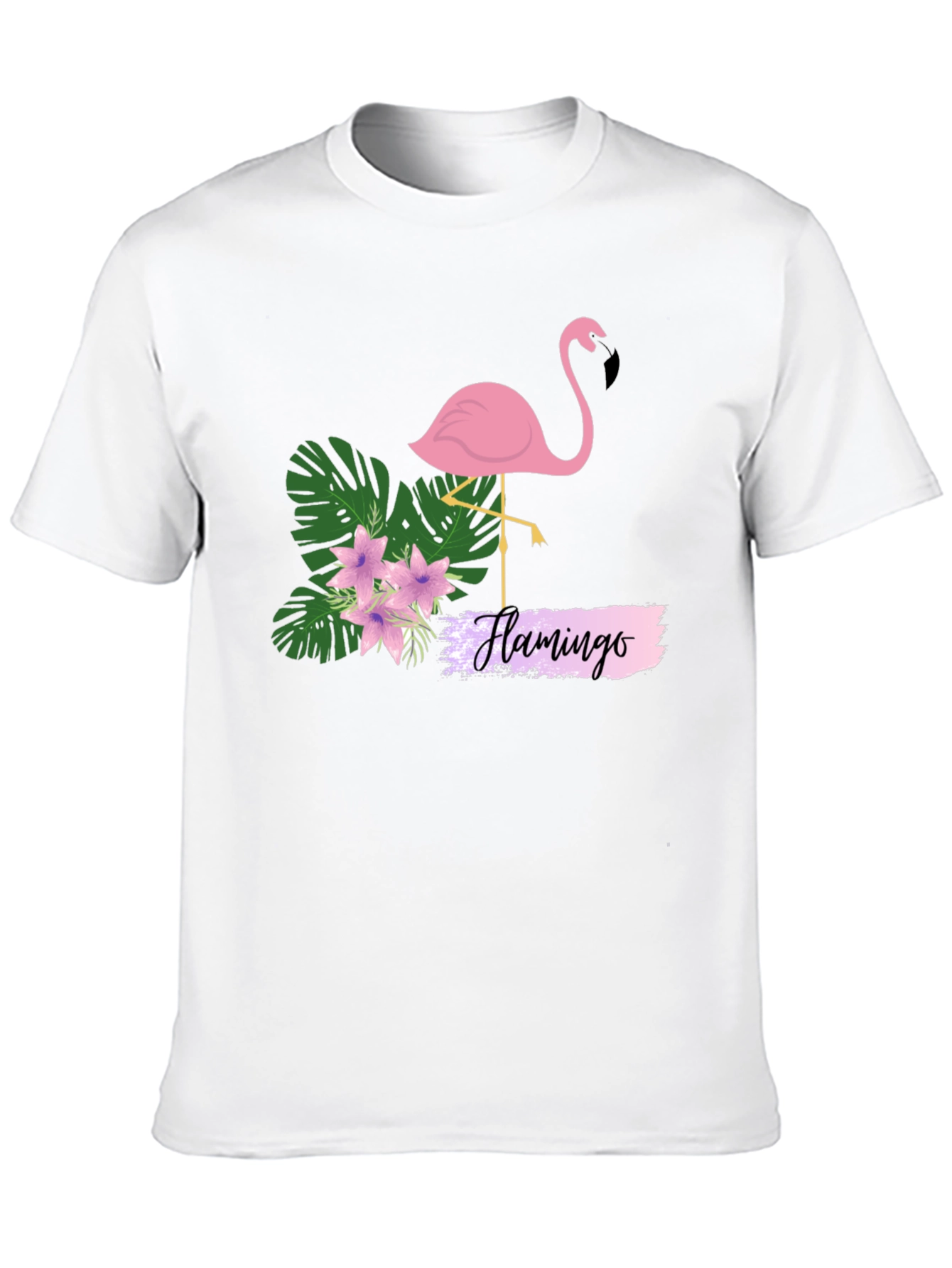 Tropical Flamingo Graphic Tee - Black