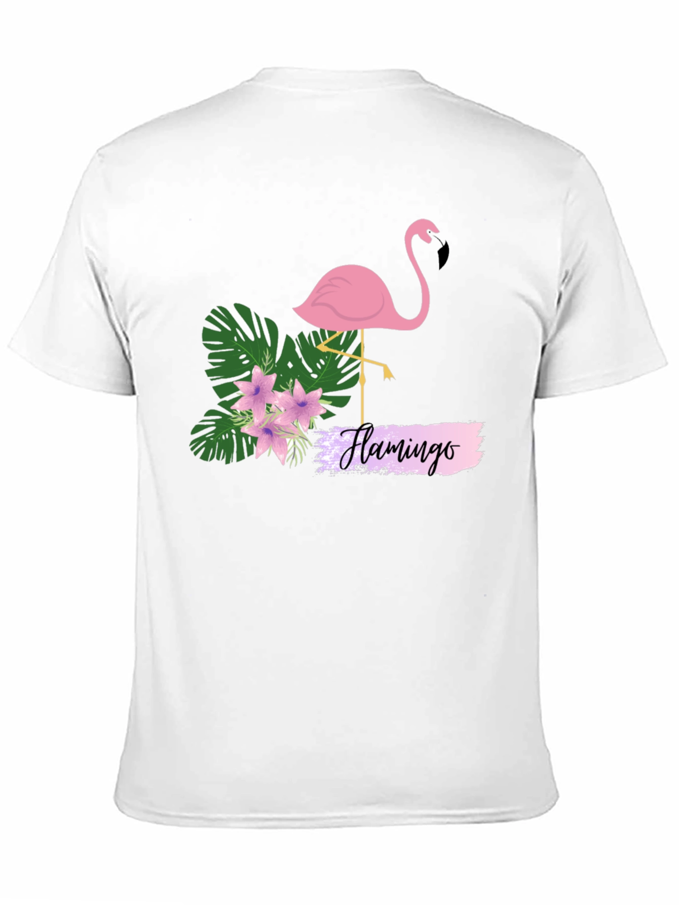 Tropical Flamingo Graphic Tee - Black