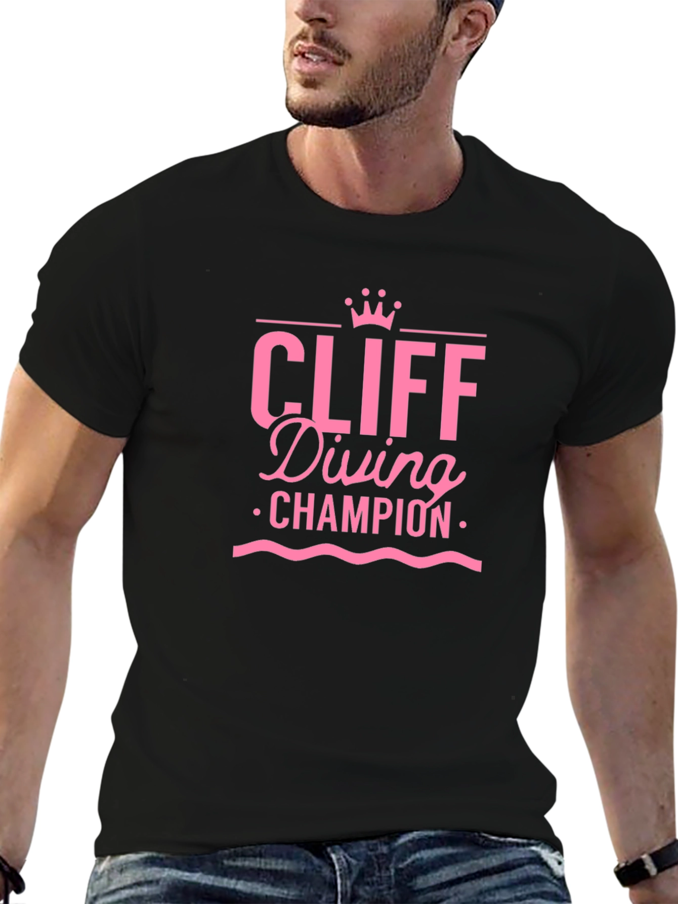Cliff Diving Champion Graphic Tee - Black