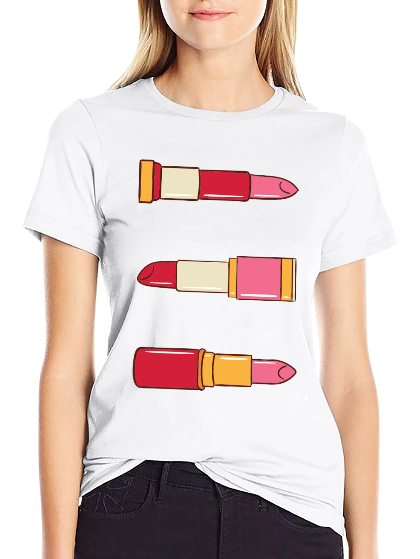 Lipstick Pattern T-Shirt - Beauty Fashion Tee