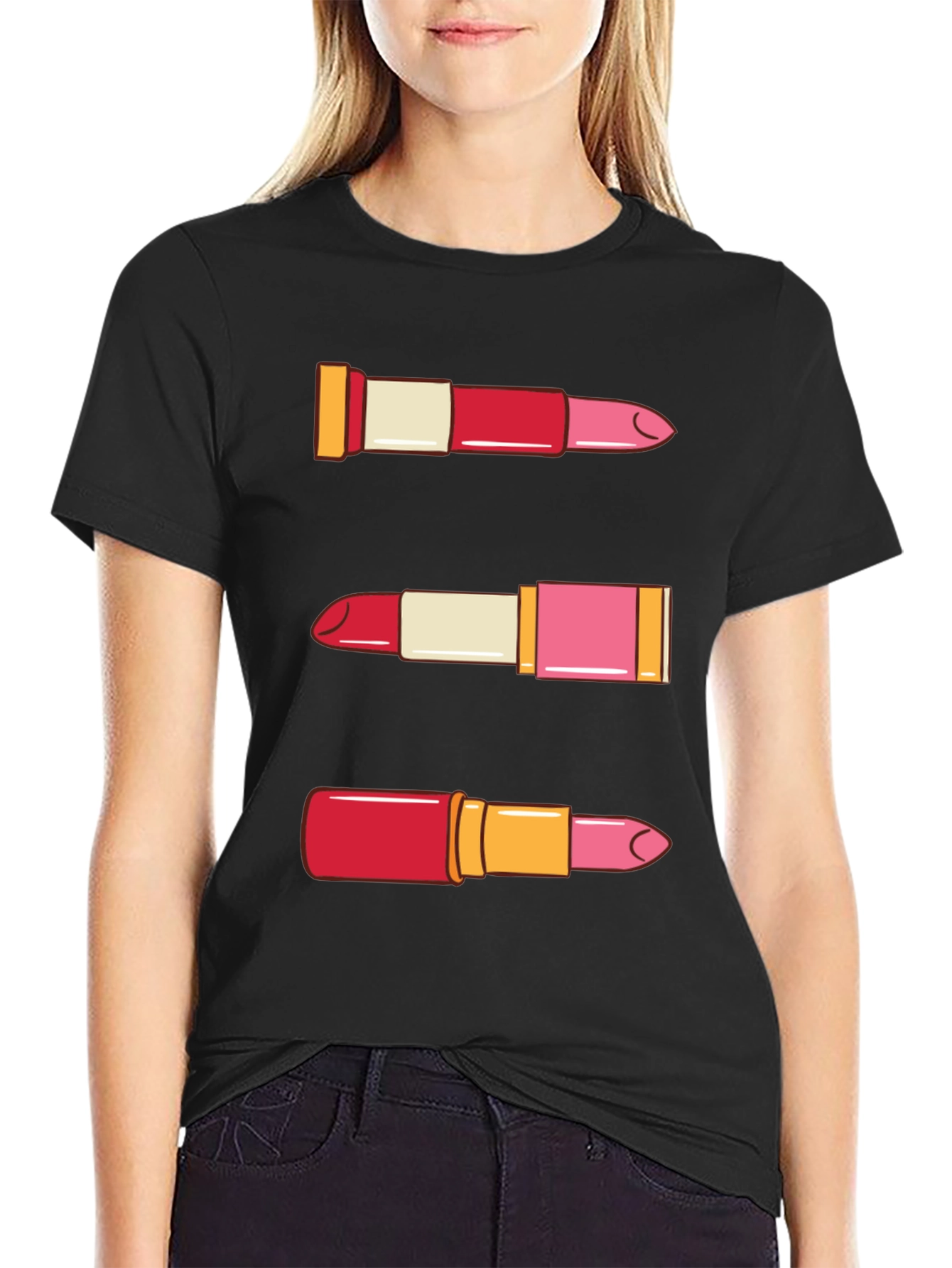 Lipstick Pattern T-Shirt - Beauty Fashion Tee